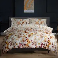 Double Spice Watercolour Floral Duvet Set - Brown, Cotton