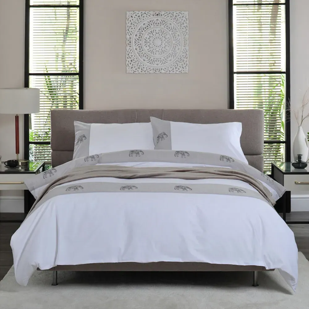Elephants Double Duvet Set - White image