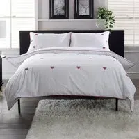 Filigree Hearts Double Duvet Set - White, Cotton