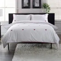 Filigree Hearts King Size Duvet Set - White, Cotton