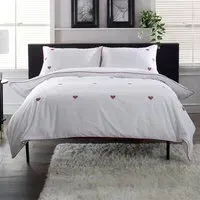 Filigree Hearts Single Duvet Set - White, Cotton