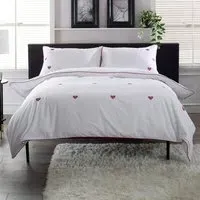 Filigree Hearts Super King Size Duvet Set - White, Cotton