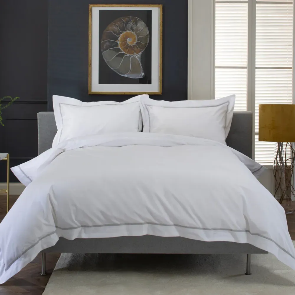 Hampstead Super King Size Duvet Set - Silver, Cotton