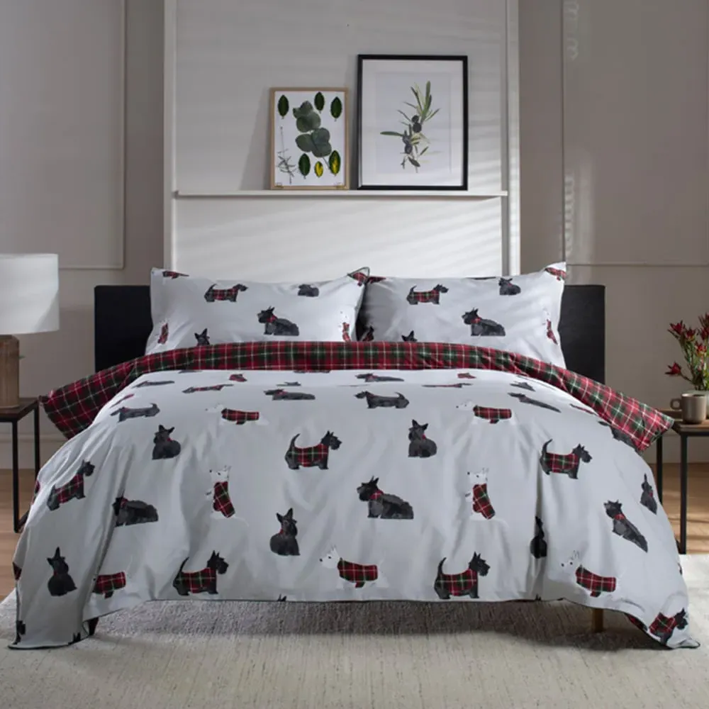 Hattie Double Duvet Set Reversible - Grey, Cotton