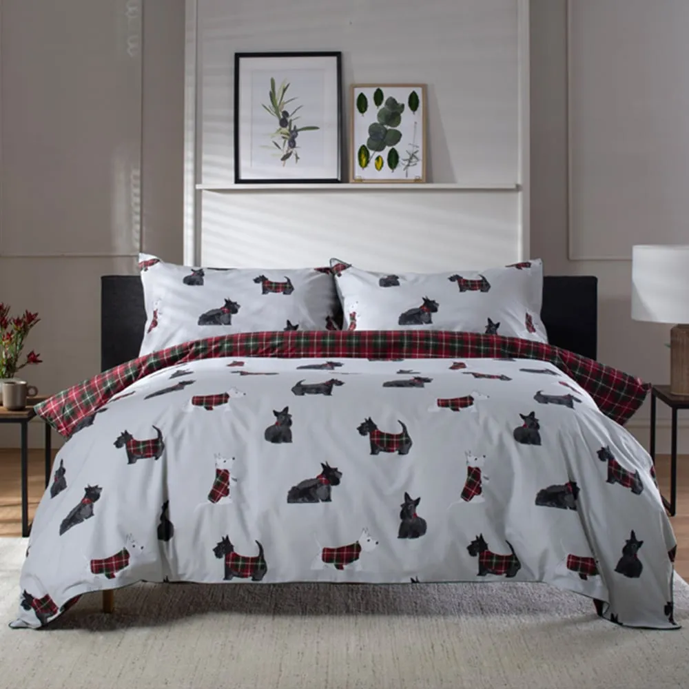Hattie Super King Size Duvet Set Reversible - Grey, Cotton