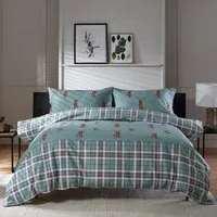 Highland Fell Double Duvet Set - Green, Cotton