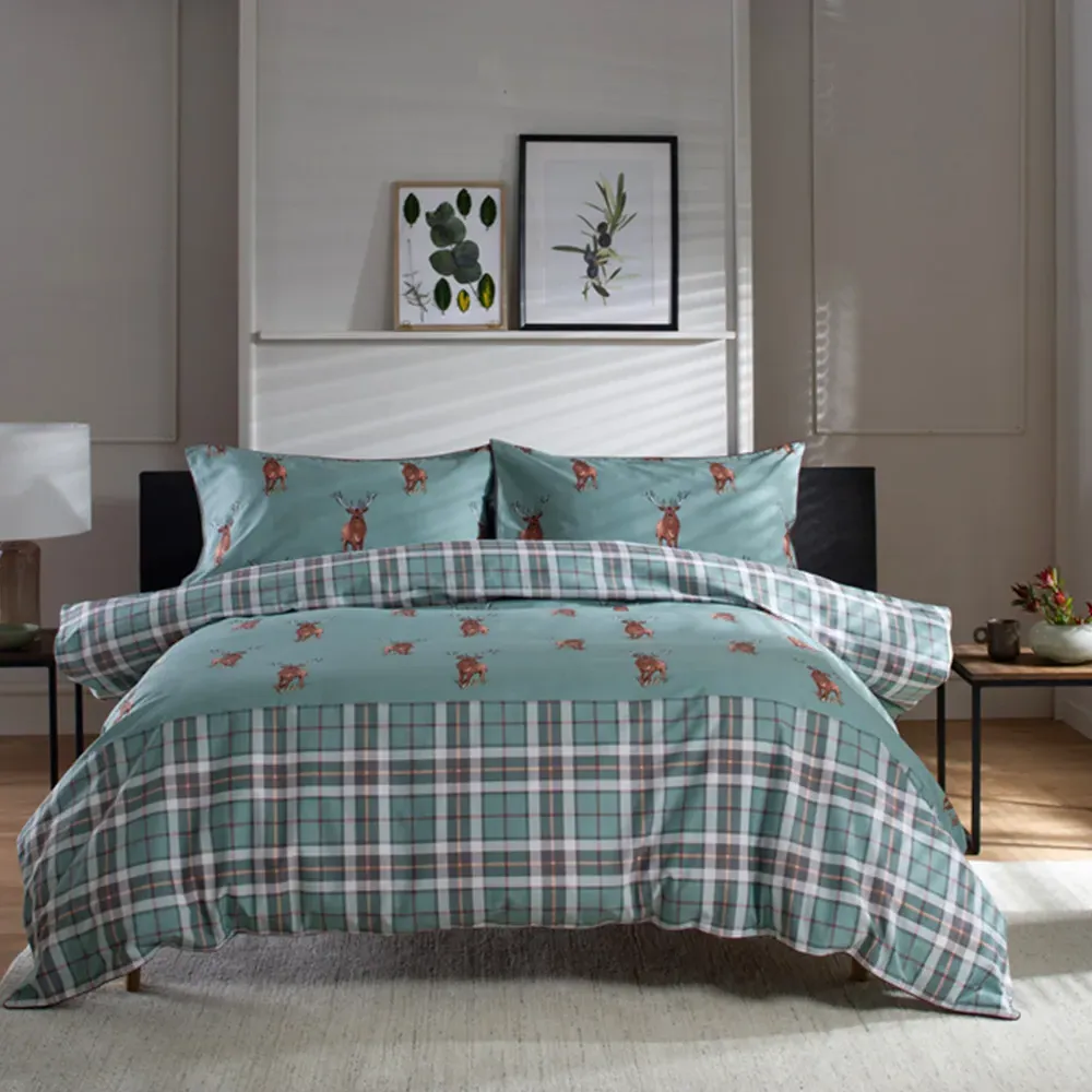 Highland Fell King Size Duvet Set - Green, Cotton