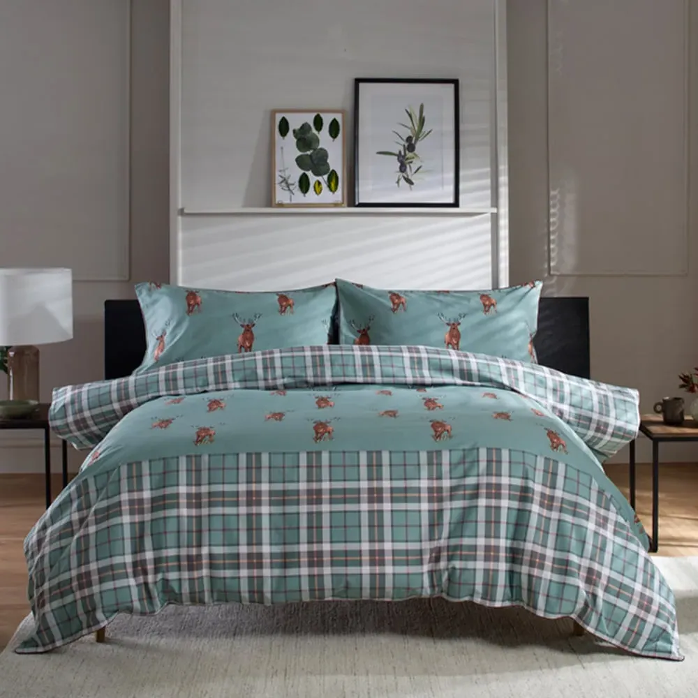 Highland Fell King Size Duvet Set - Green, Cotton image