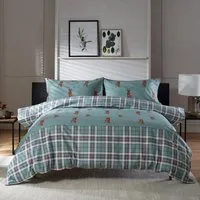 Highland Fell Single Duvet Set - Green, Cotton