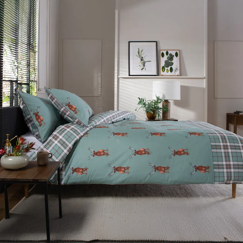 Highland Fell Super King Size Duvet Set - Green, Cotton