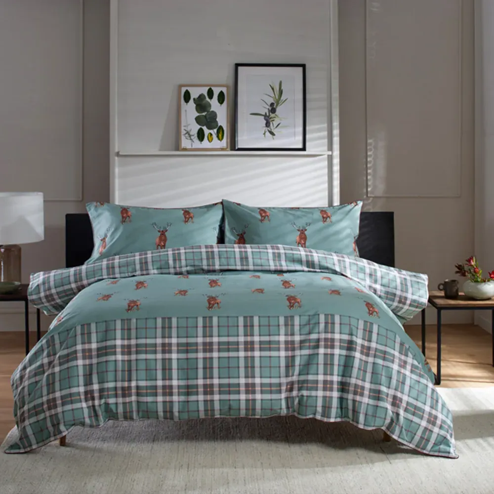 Highland Fell Super King Size Duvet Set - Green, Cotton