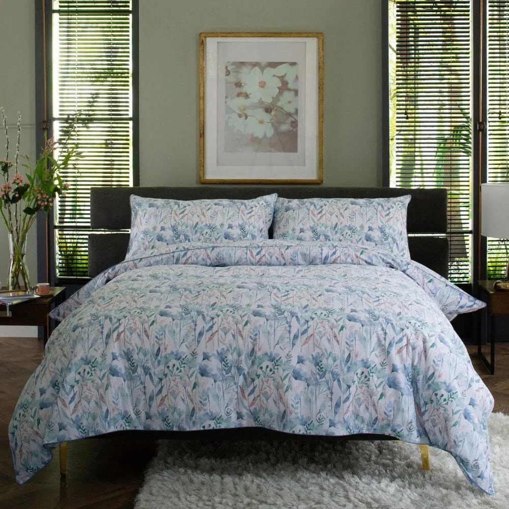 King Size Botanical Garden 180 Thread Count Duvet Set - Blue