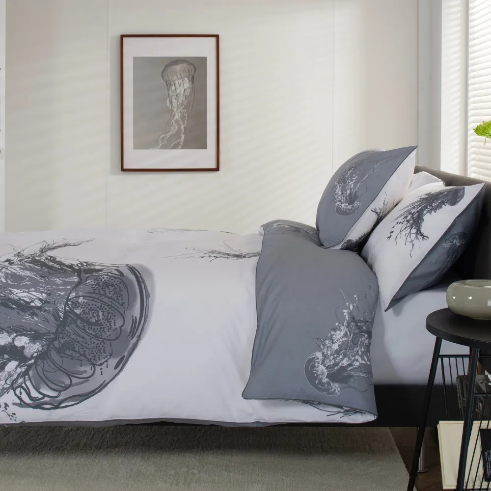 King Size Duvet Cover Set - Slate Grey, Percale Cotton