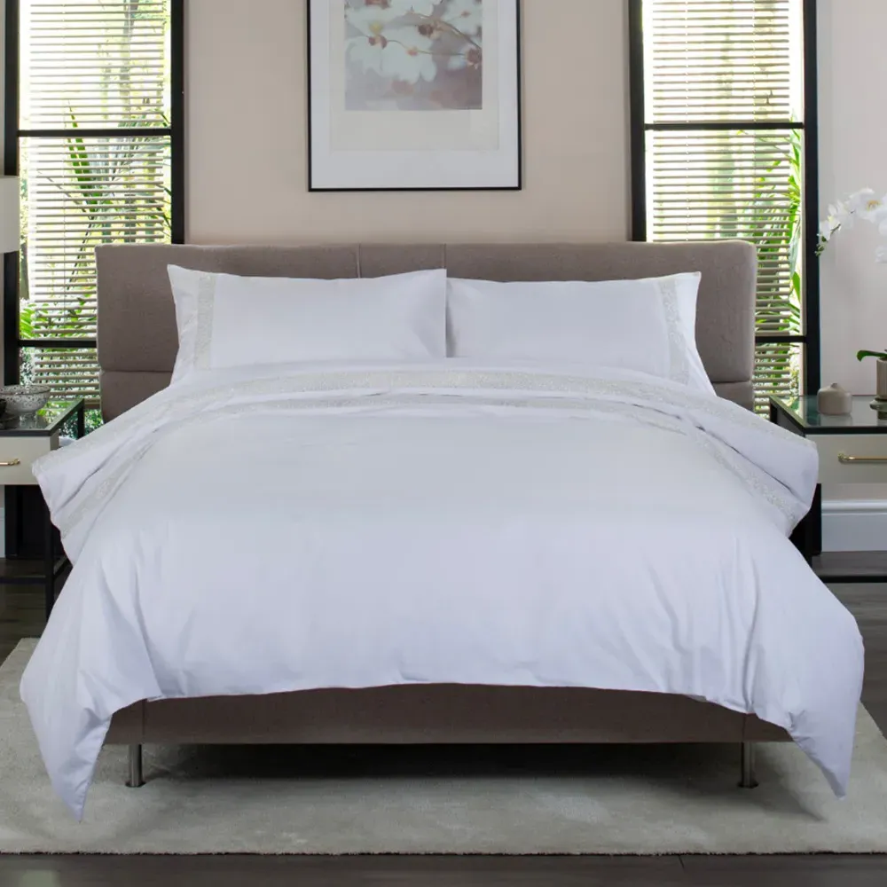 Organdie Swirl King Size Duvet Set - Blue, Cotton