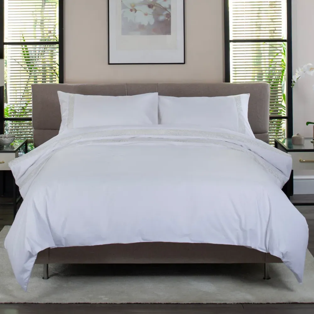 Organdie Swirl Super King Size Duvet Set - Blue, Cotton