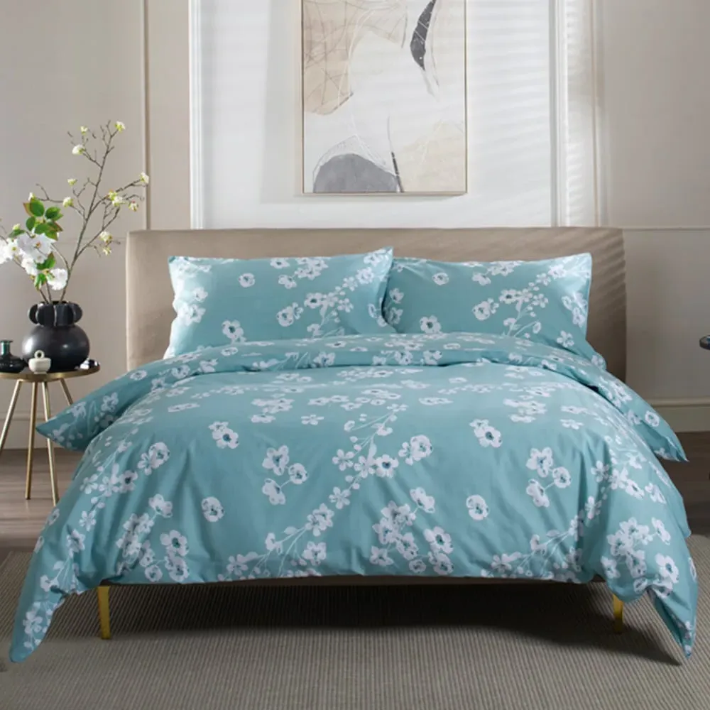 Petite Fleure Double Duvet Set - Blue, Cotton