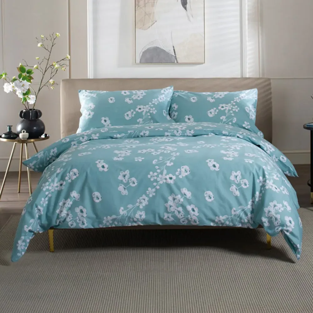 Petite Fleure King Size Duvet Set - Blue, Cotton