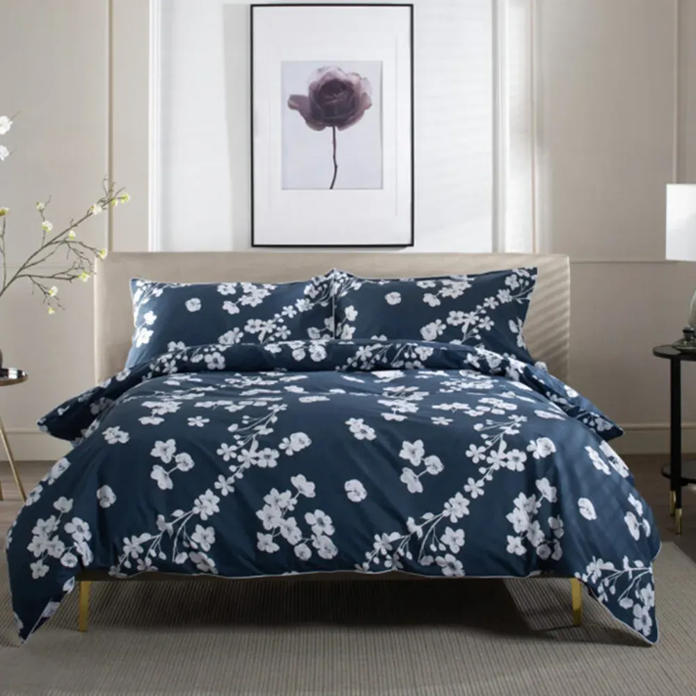 Petite Fleure King Size Duvet Set - White, Cotton