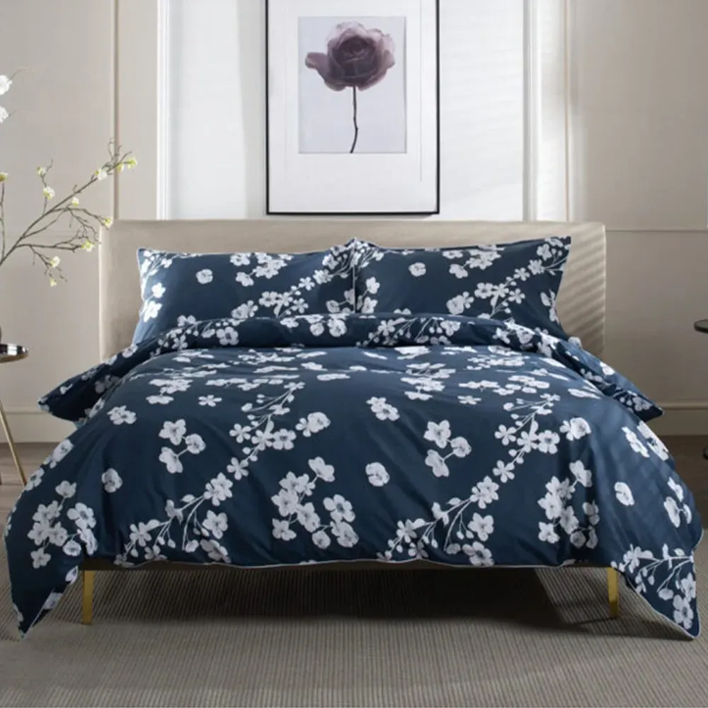 Petite Fleure King Size Duvet Set - White, Cotton