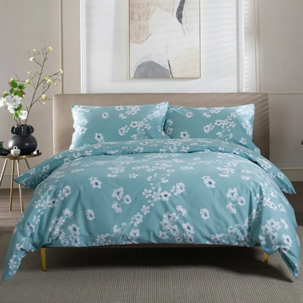 Petite Fleure Single Duvet Set - Blue, Cotton