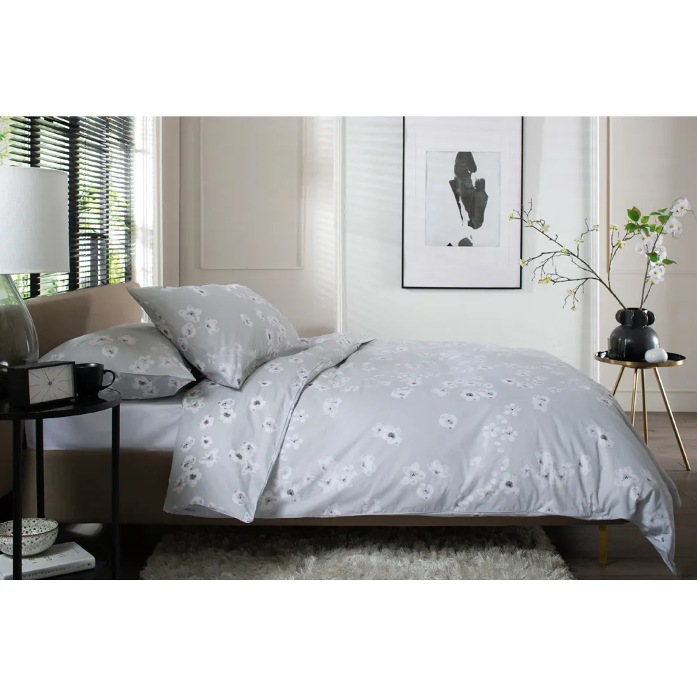 Petite Fleure Single Duvet Set - Grey, Cotton