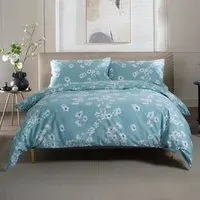 Petite Fleure Super King Size Duvet Set - Blue, Cotton