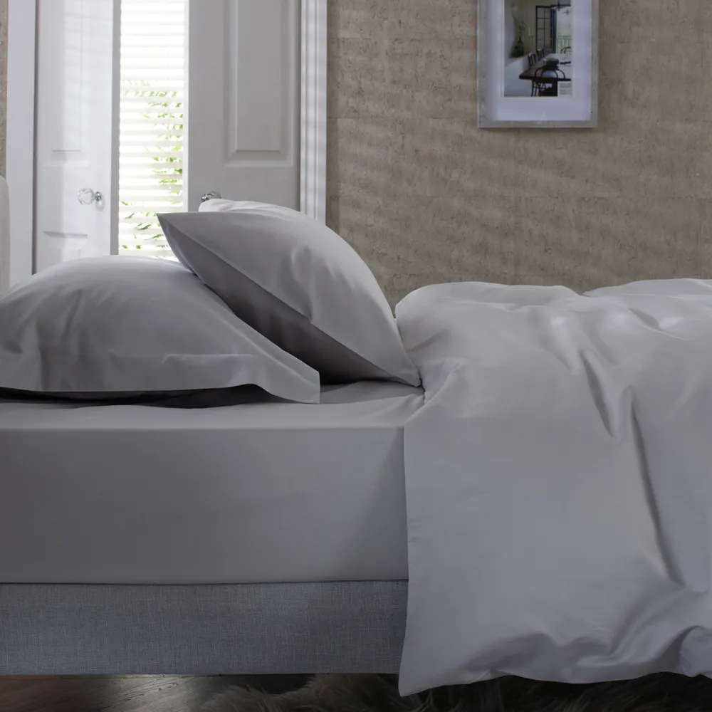 Platinum King Size Fitted Bed Sheet - Silver, Cotton image