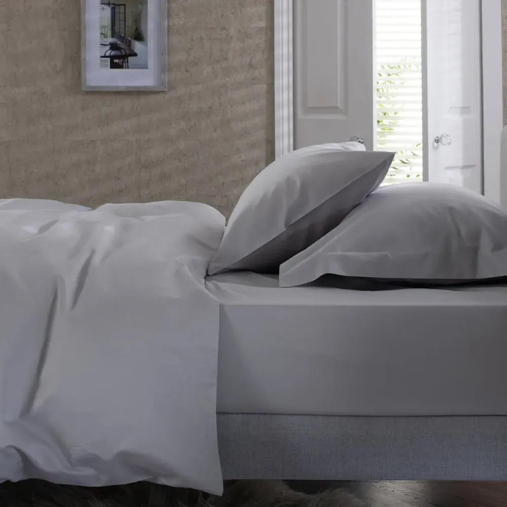 Platinum Super King Size Fitted Bed Sheet - Silver, Cotton