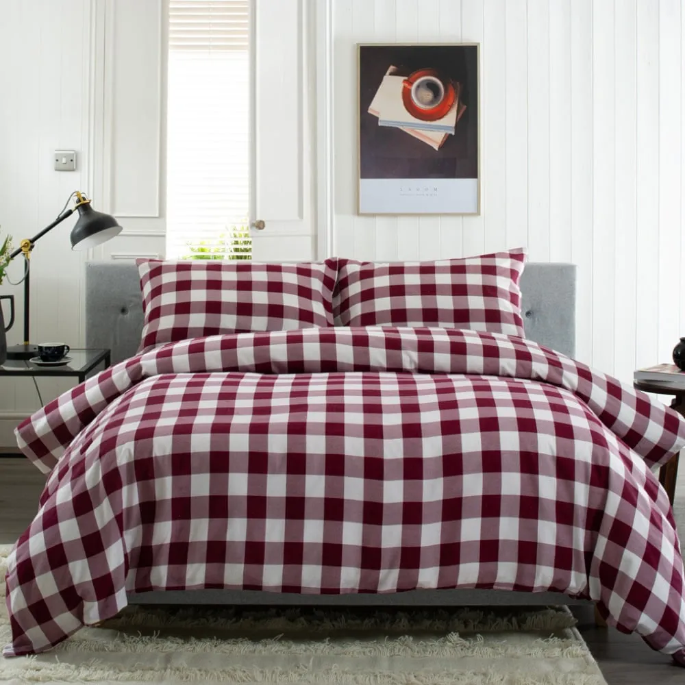 Ridgewood Double Duvet Set - Red, Brushed Cotton