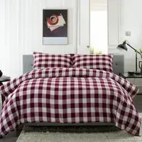 Ridgewood Super King Size Duvet Set - Red, Brushed Cotton