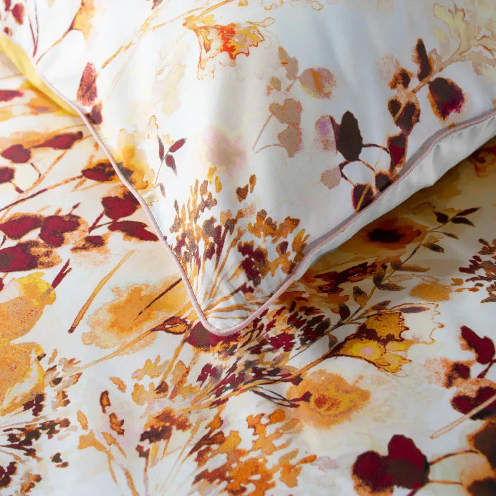 Single Spice Watercolour Floral Duvet Set - Brown, Cotton