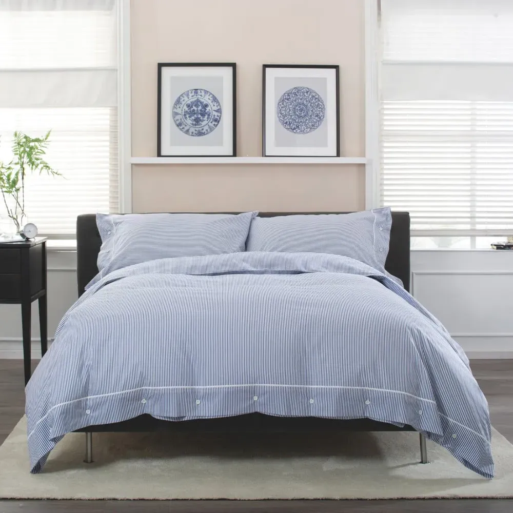 Southport Double Duvet Set - Blue, Cotton