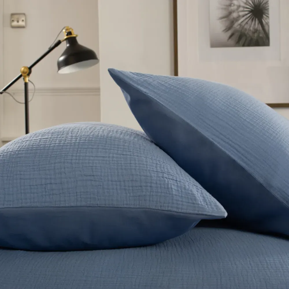 St Quentin Double Duvet Cover Set - Blue, Cotton