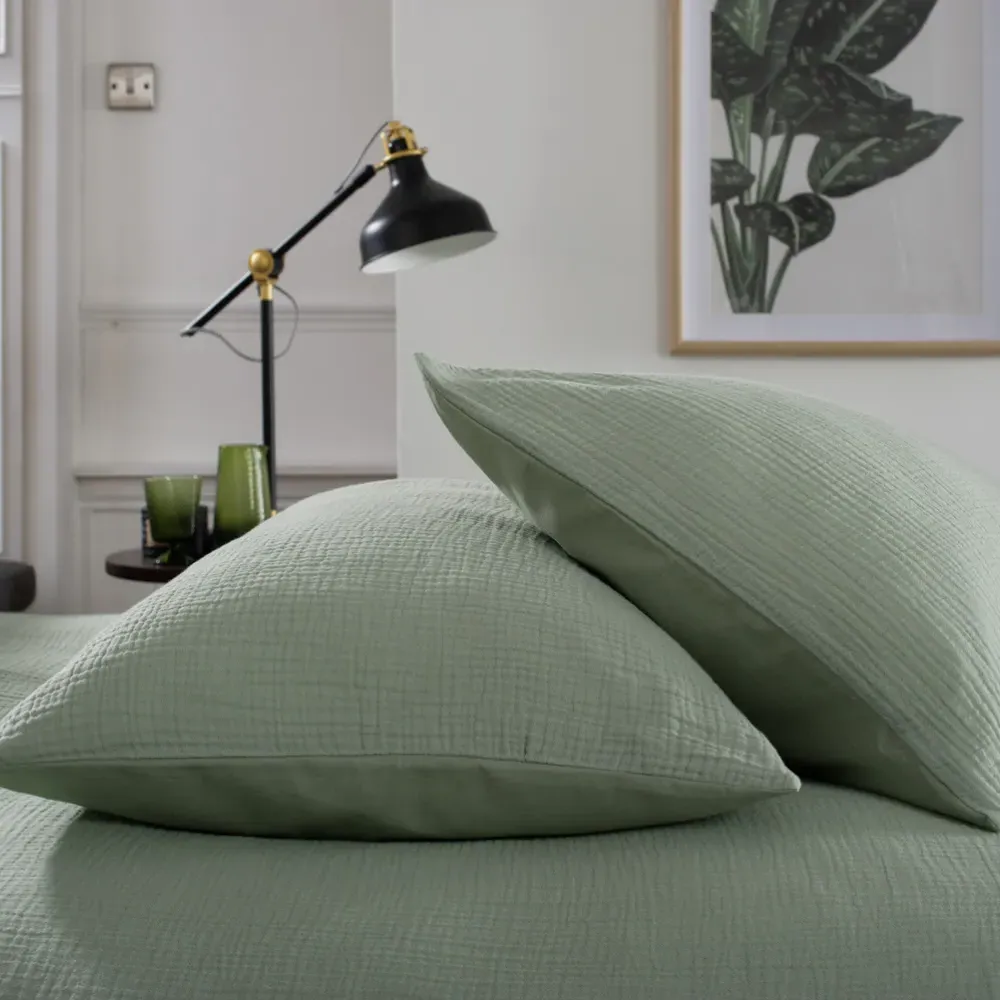 St Quentin Double Duvet Cover Set - Green, Cotton