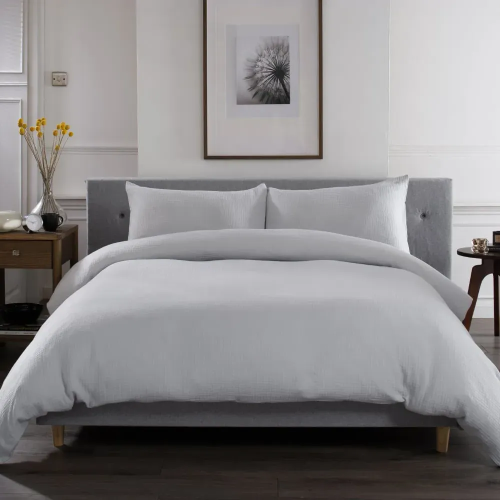 St Quentin Super King Size Duvet Cover Set - Grey, Cotton