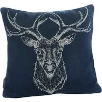 Stag Square Cushion - Navy, Acrylic