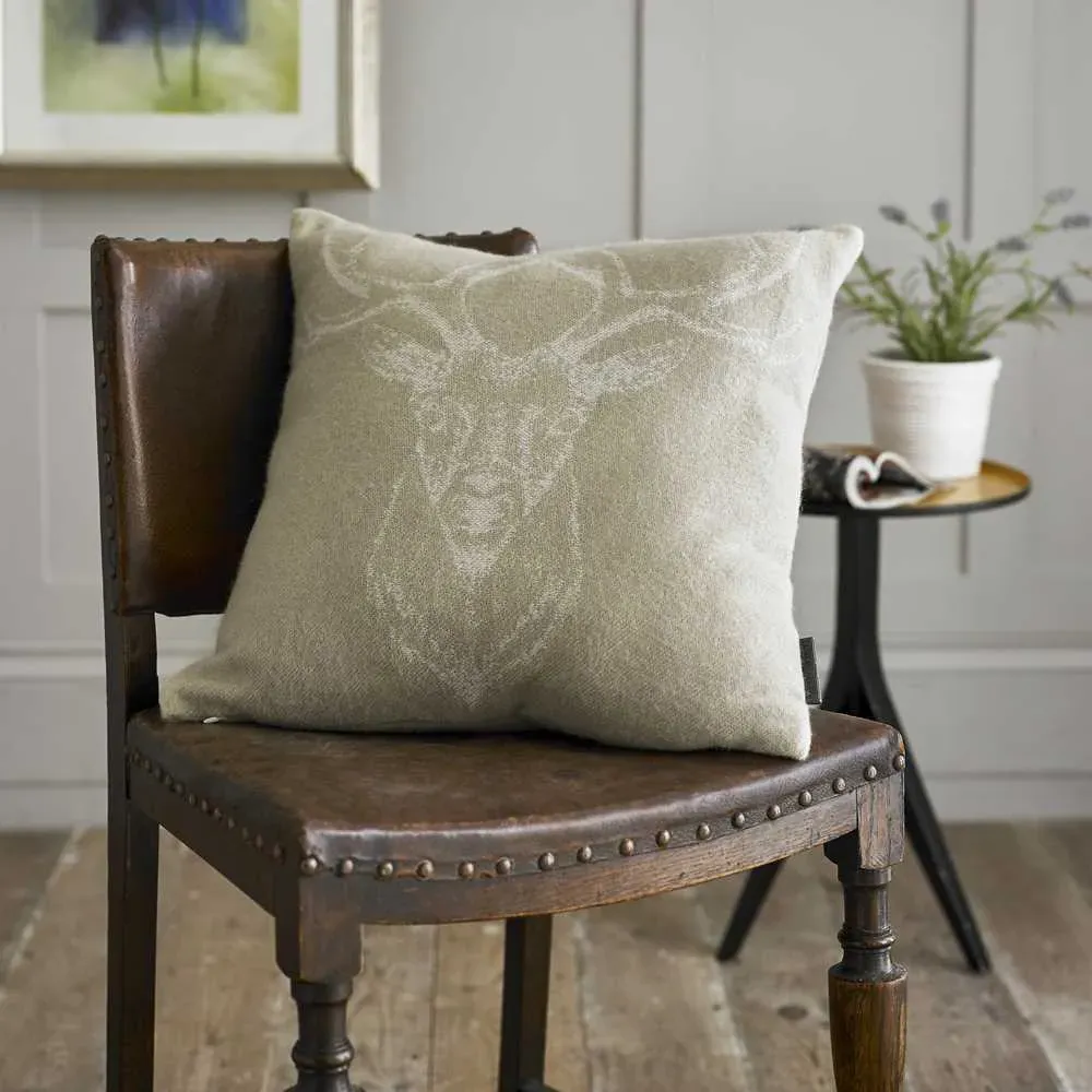 Stag Square Cushion - Oatmeal, Acrylic