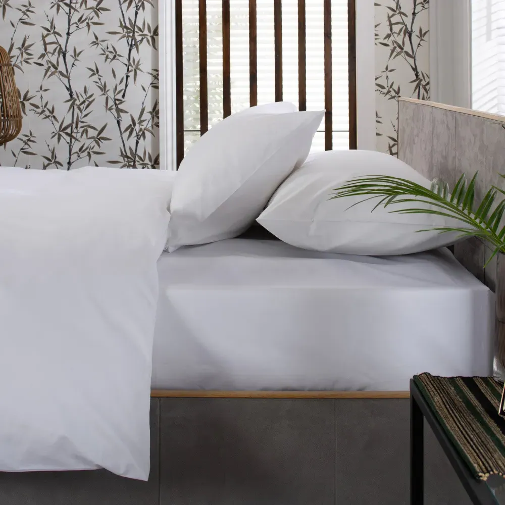 Super King Size Fitted Bed Sheet - White, Cotton