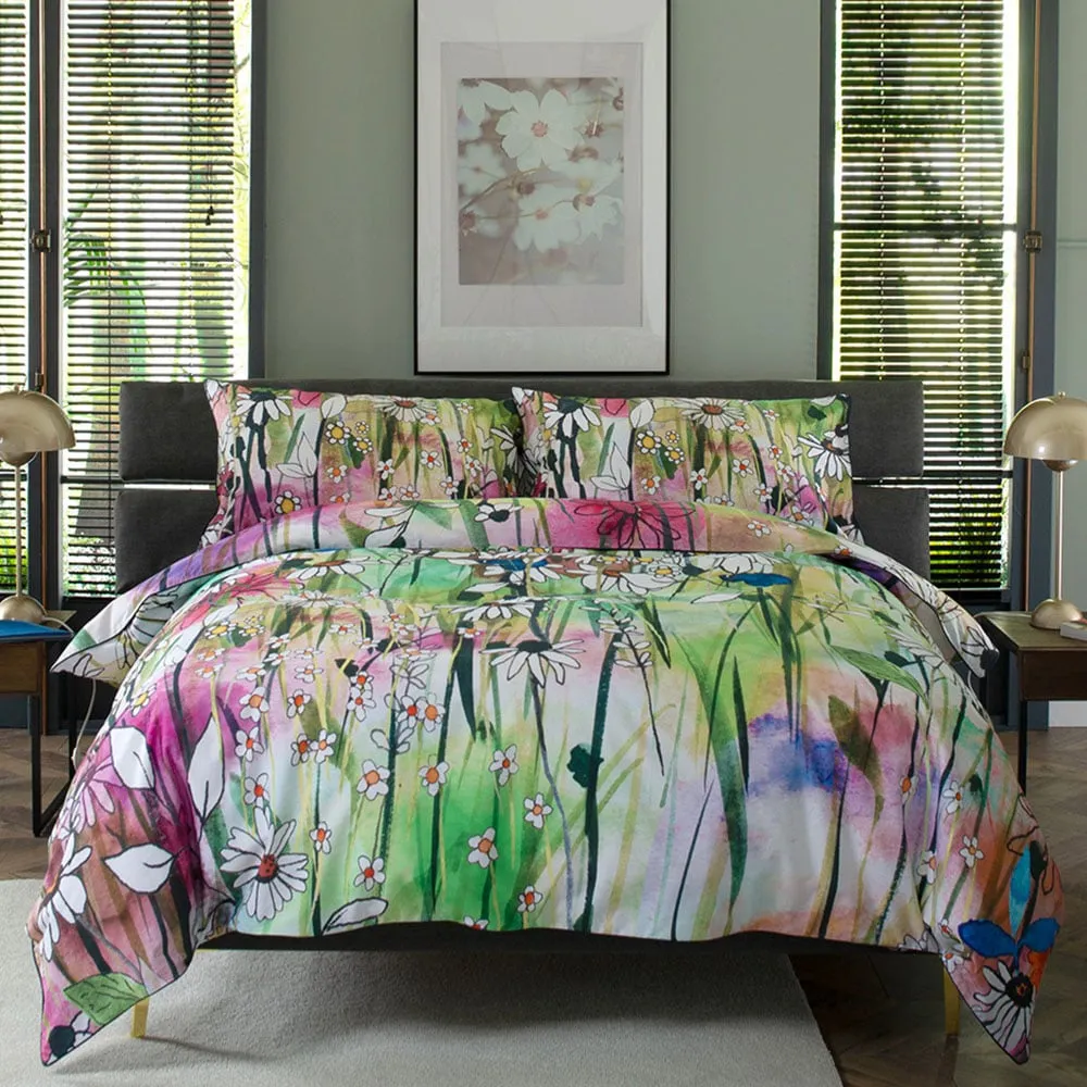 The Common Double Floral Duvet Set - Green, Cotton