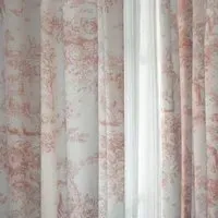 Toile De Jouy 183cm Curtains - Pink, Cotton