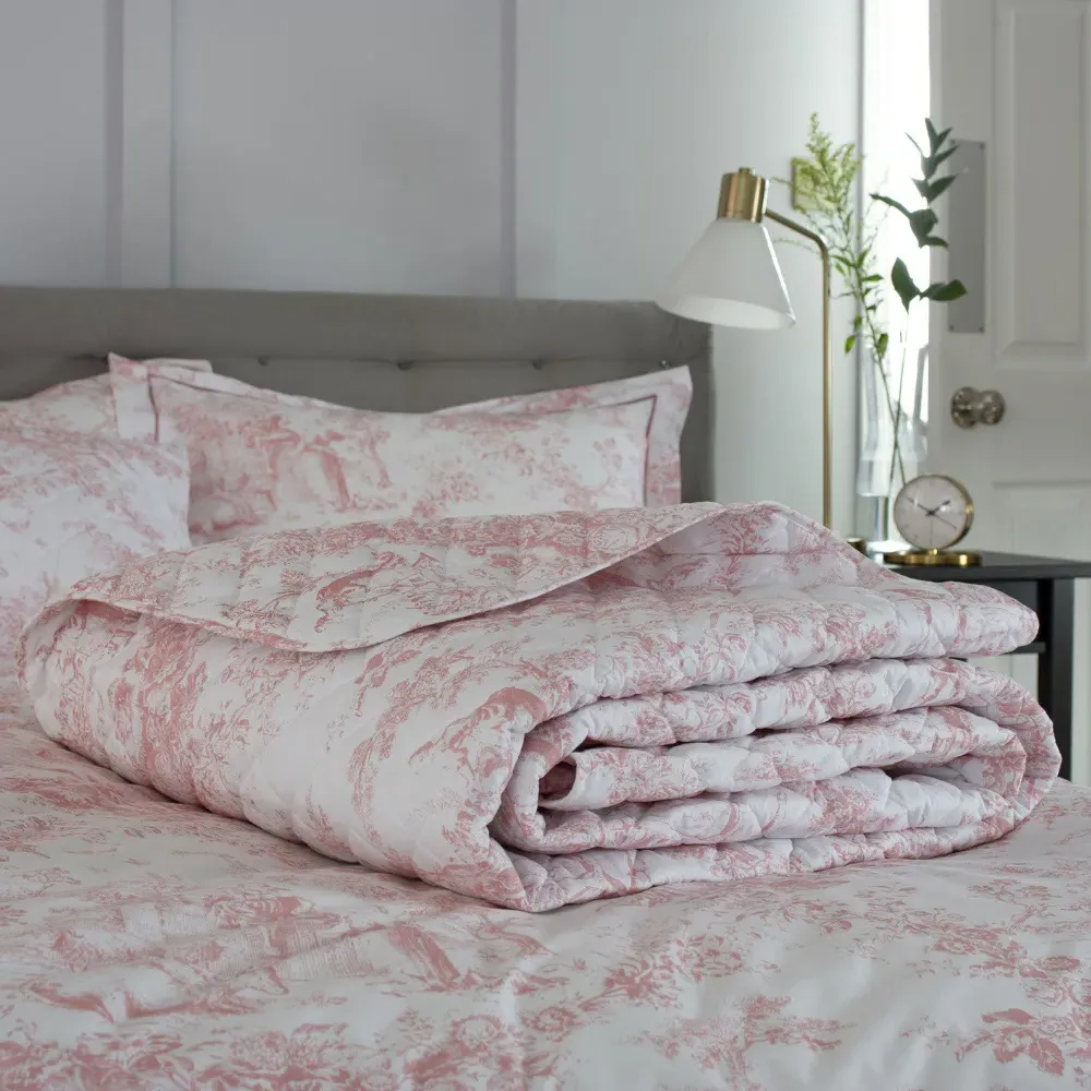 Toile Double Bedspread - Pink