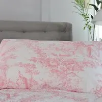 Toile Housewife Pillowcase 2 Pack - Pink, Cotton