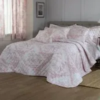 Toile King Size Bedspread - Pink