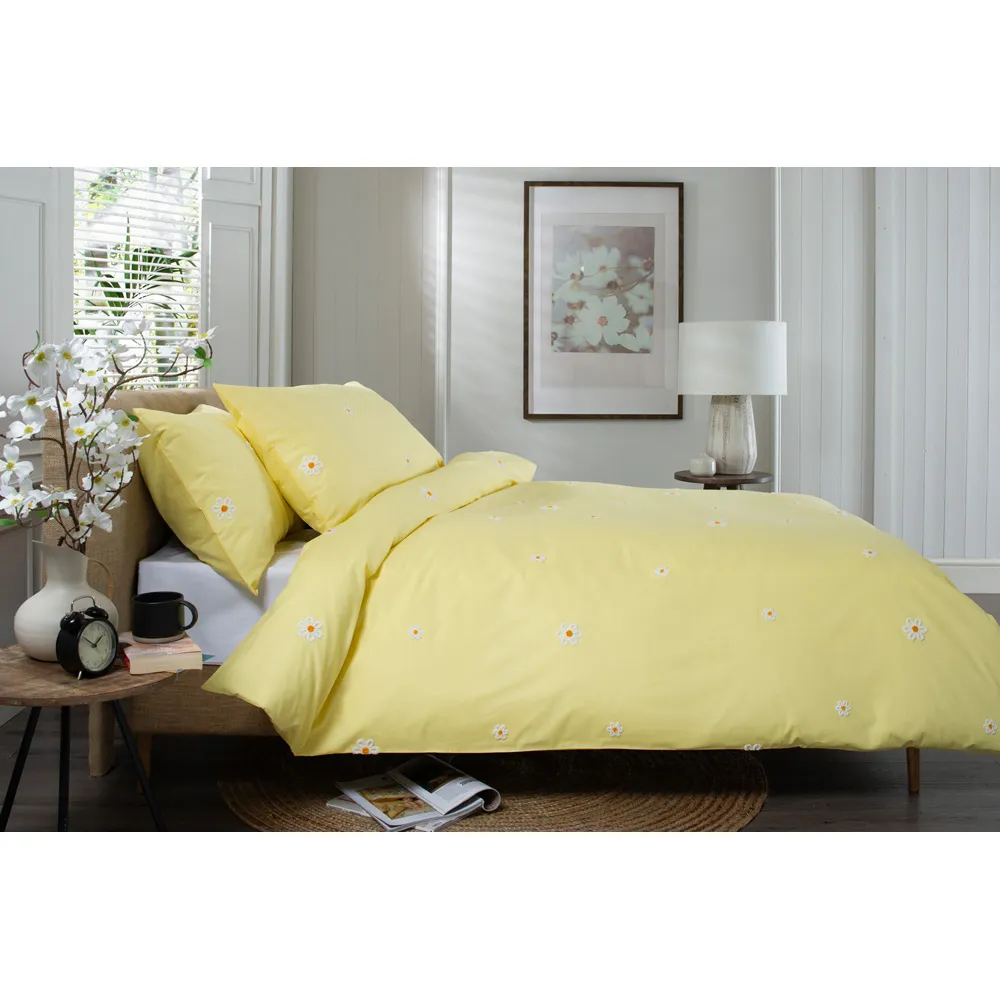 Tufted Daisy Single Duvet Set - Yellow, Cotton