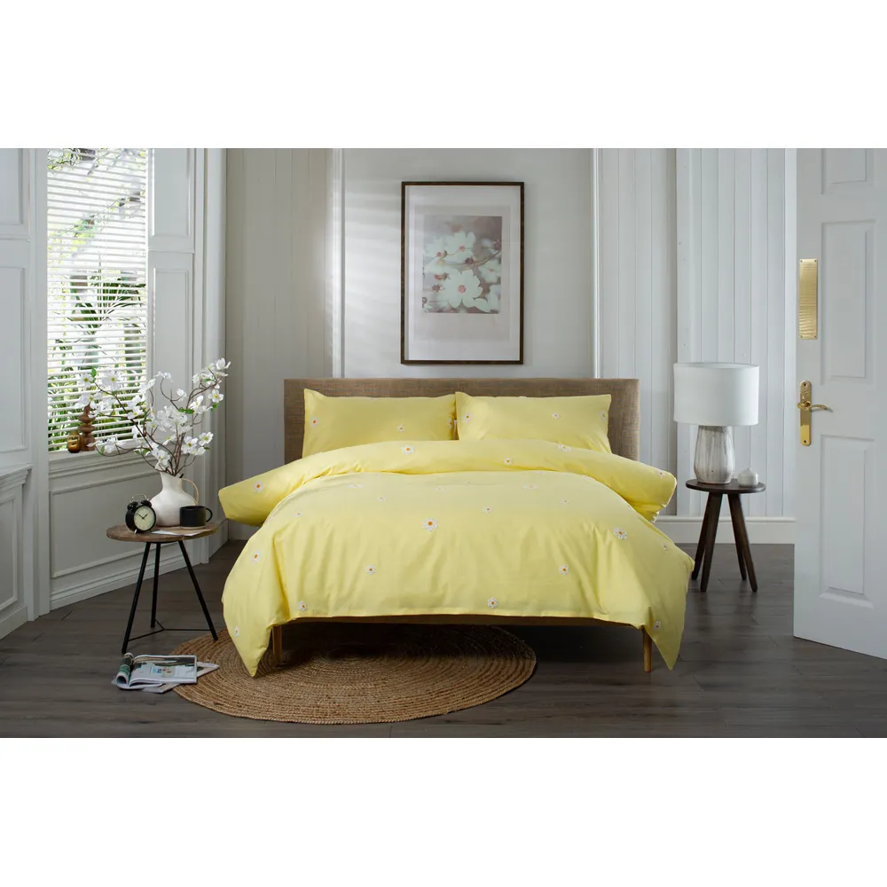 Tufted Daisy Super King Duvet Set - Yellow, Cotton
