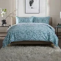 Tulle Double Reversible Duvet Set - Blue, Cotton