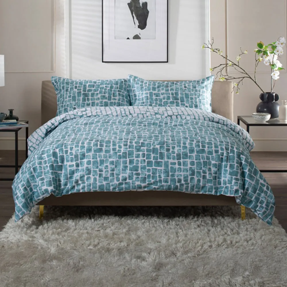 Tulle Double Reversible Duvet Set - Blue, Cotton