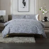 Tulle Double Reversible Duvet Set - Grey, Cotton
