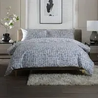 Tulle King Size Reversible Duvet Set - Grey, Cotton
