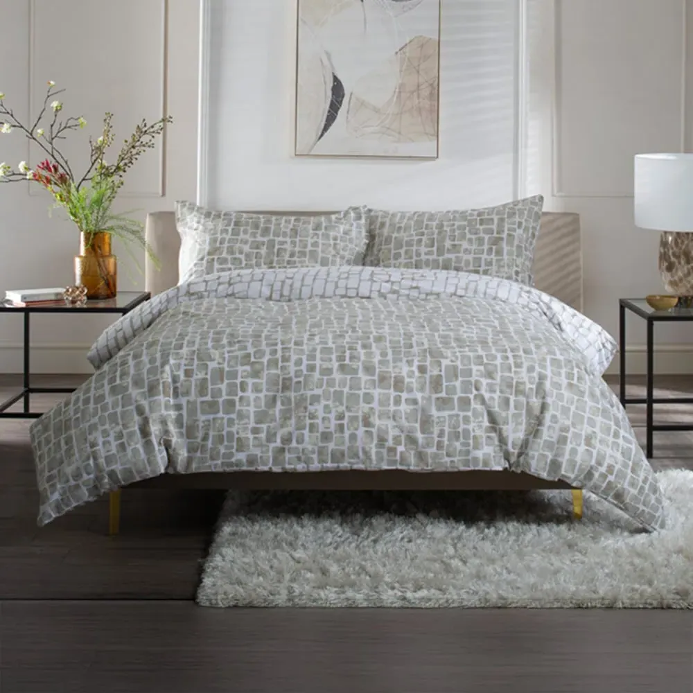 Tulle King Size Reversible Duvet Set - Natural, Cotton